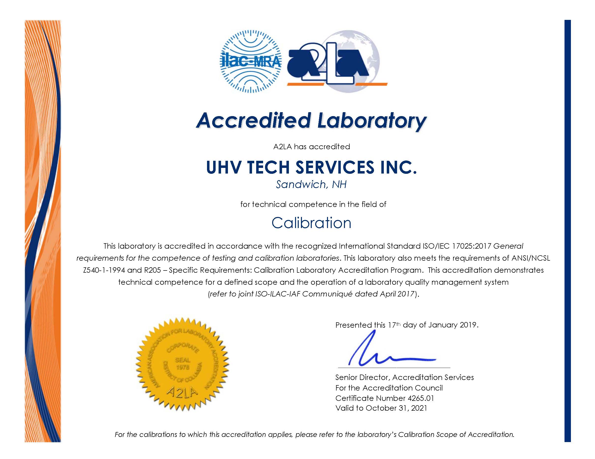 Calibration Service & Repair UHV Tech Services Inc.